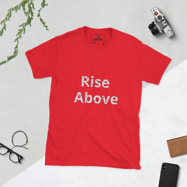 Rise Above Cool Motivational T Shirt with Quote Red