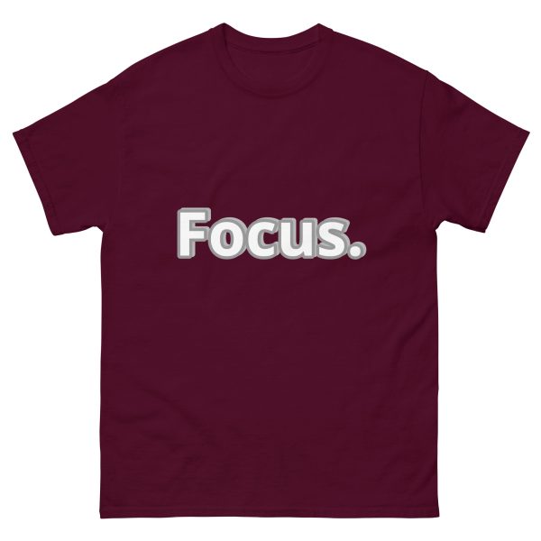 Motivational Quote Cool maroon T shirt with word Focus
