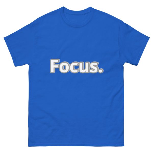 Motivational Quote T-Shirt Cool royal blue Tee with word Focus