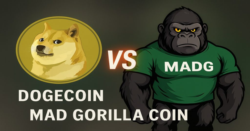 Dogecoin vs Mad Gorilla Coin – Which Meme Coin Has More Potential in 2025? 1 an Image of Dogecoin vs Mad Gorilla Coin