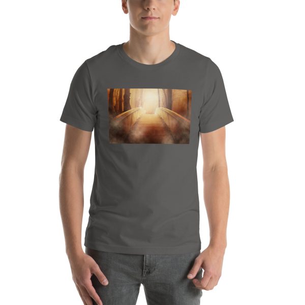 Bridge in the Forest Graphic Unisex T-shirt Asphalt Grey