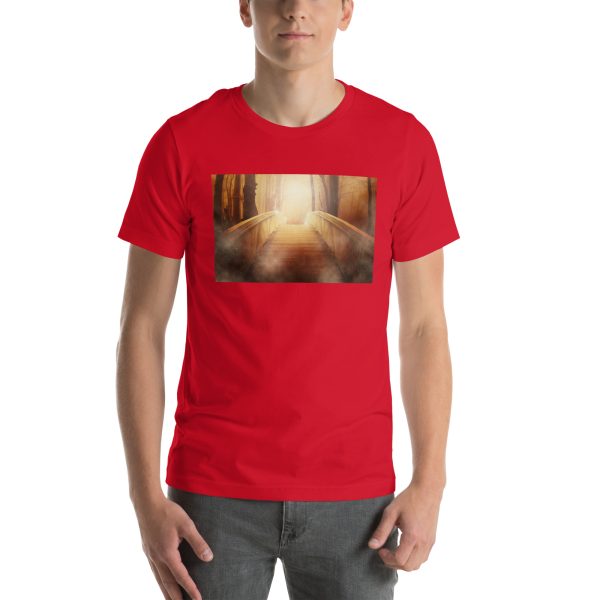 Bridge in the Forest Graphic Unisex T-shirt Red