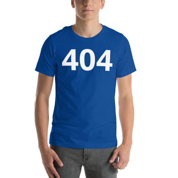 Blue 404 Funny T Shirt – Error Humor Tee at Mad Gorilla Shop